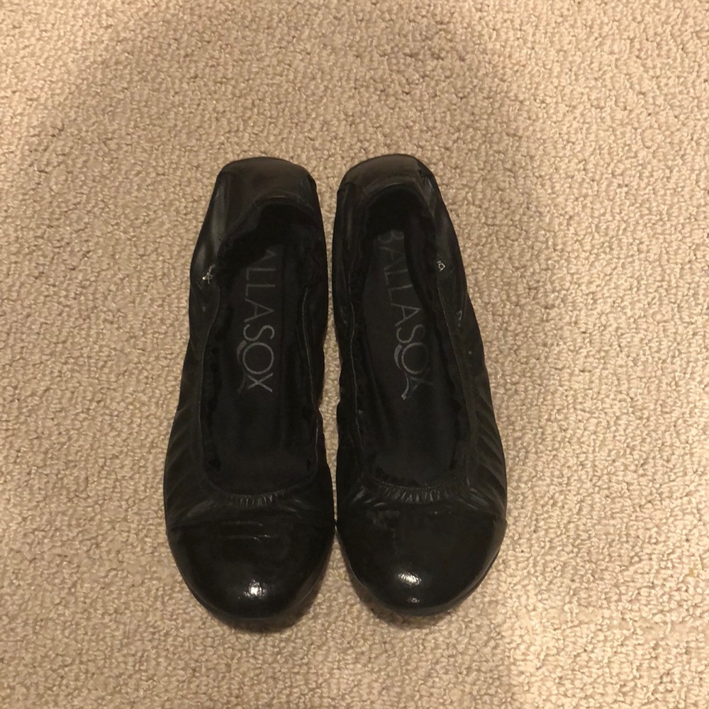 Ballasox black leather flats size 10